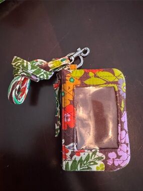 Vera Bradley Floral ID Card Holder in Brown, Green, Red, Purple